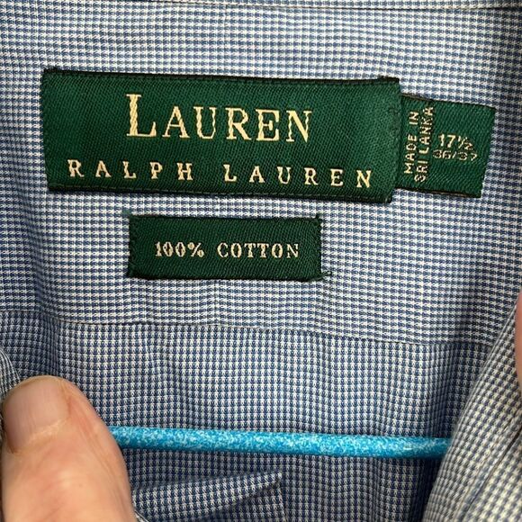 Lauren By Ralph Lauren Blue/White Button Down VTG 17 36/37 - Picture 3 of 6